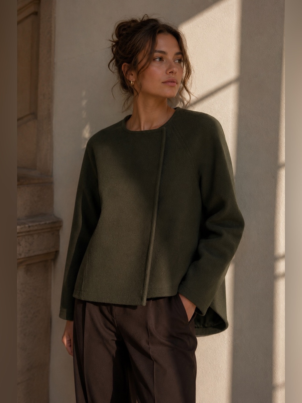 Charlotte Brody New York 100% Wool Silk Lined Jacket Olive Green Small USA